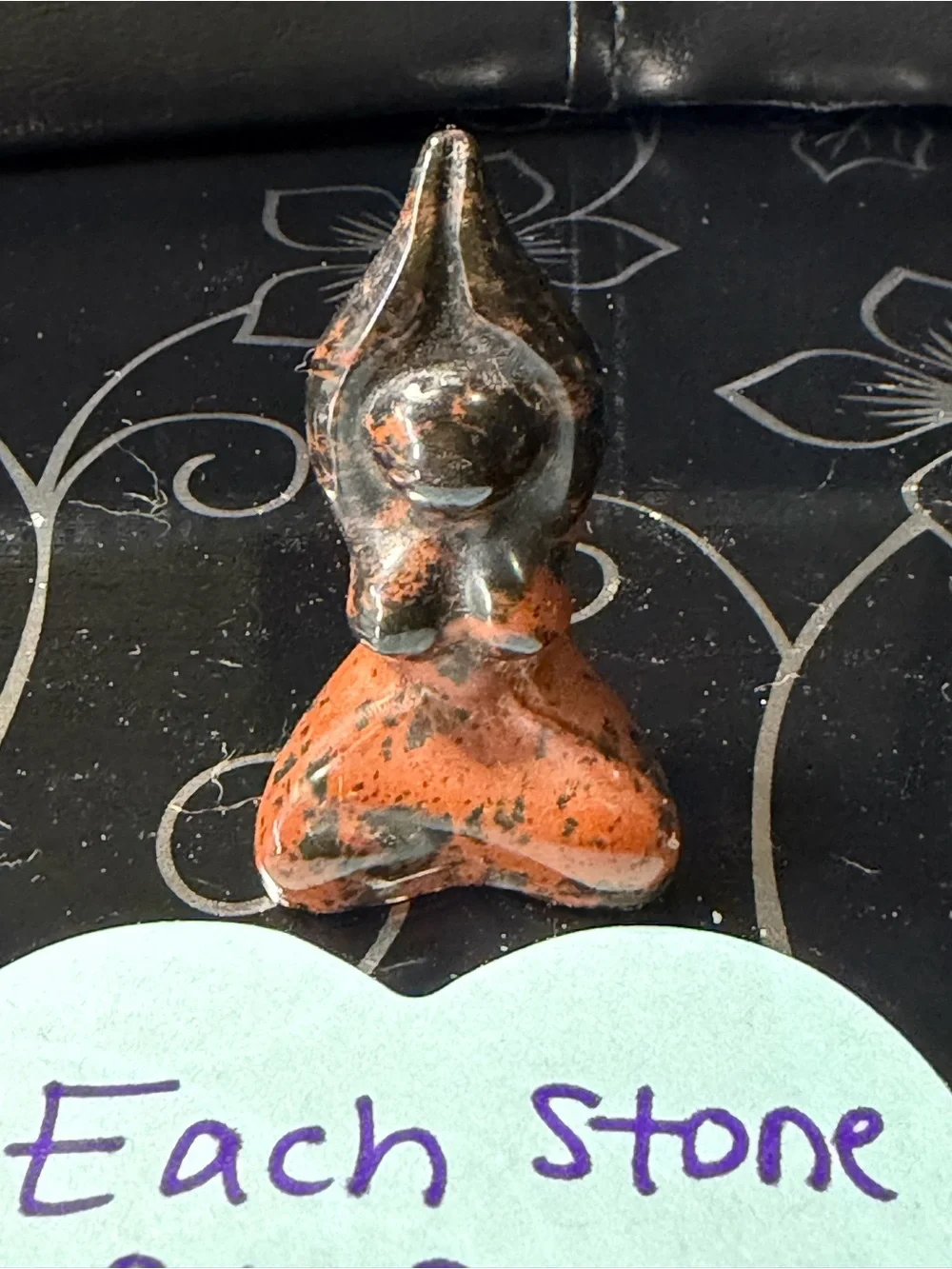 Handcrafted mahogany obsidian Meditating Buddha Accent Statue - Home Accents